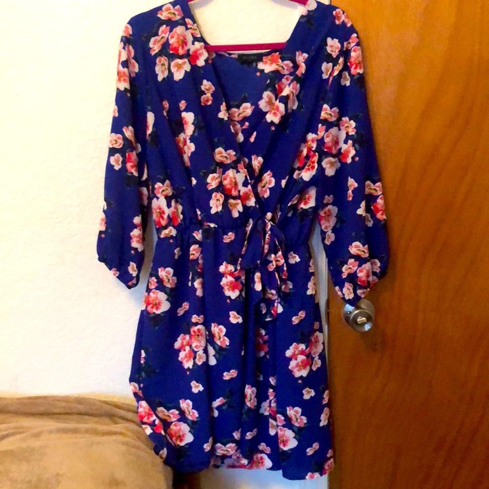 Blue with floral pattern dress